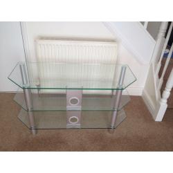 TV/DVD/HIFI stand. Glass with silver chrome legs/fittings - Used - Excellent Condition RRP ?100