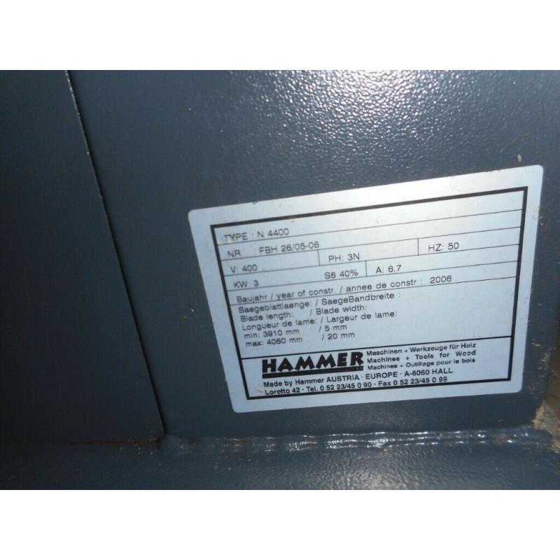 Hammer N4400 bandsaw 3 phase