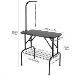 Pet grooming table and adjustable rope