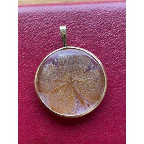 14K Yellow Gold 3-D 4-Leaf Clover Pendant.