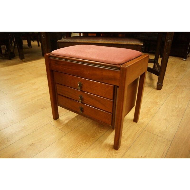 John Austin piano stool in mahogany with sheet music drawers