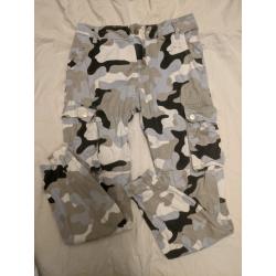 Grey,black and white camo print girls cargo pants trousers 11yrs